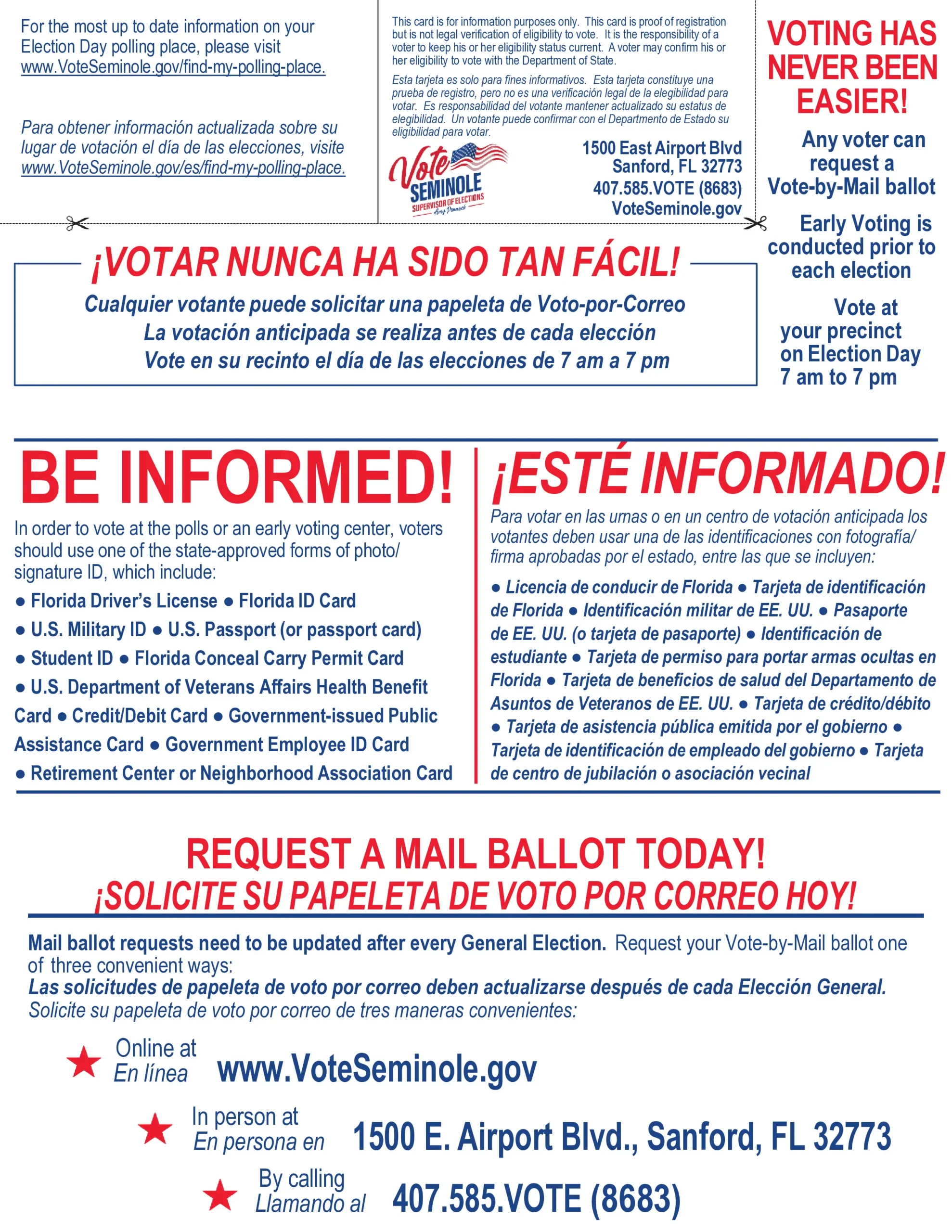 Seminole County 2026 General Election Sample Ballot (Page 1)