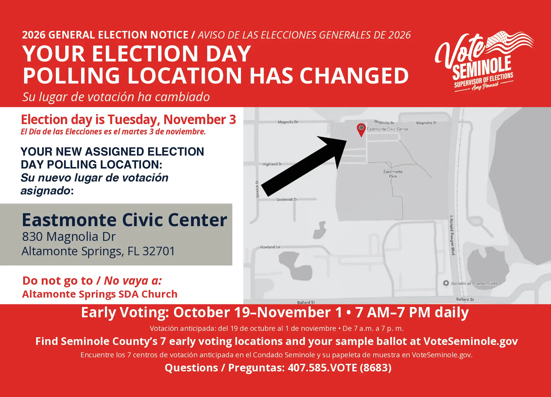 Seminole County 2026 General Election Sample Ballot (Page 1)